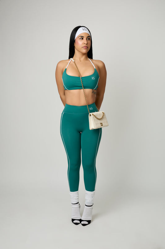 Green and White Top